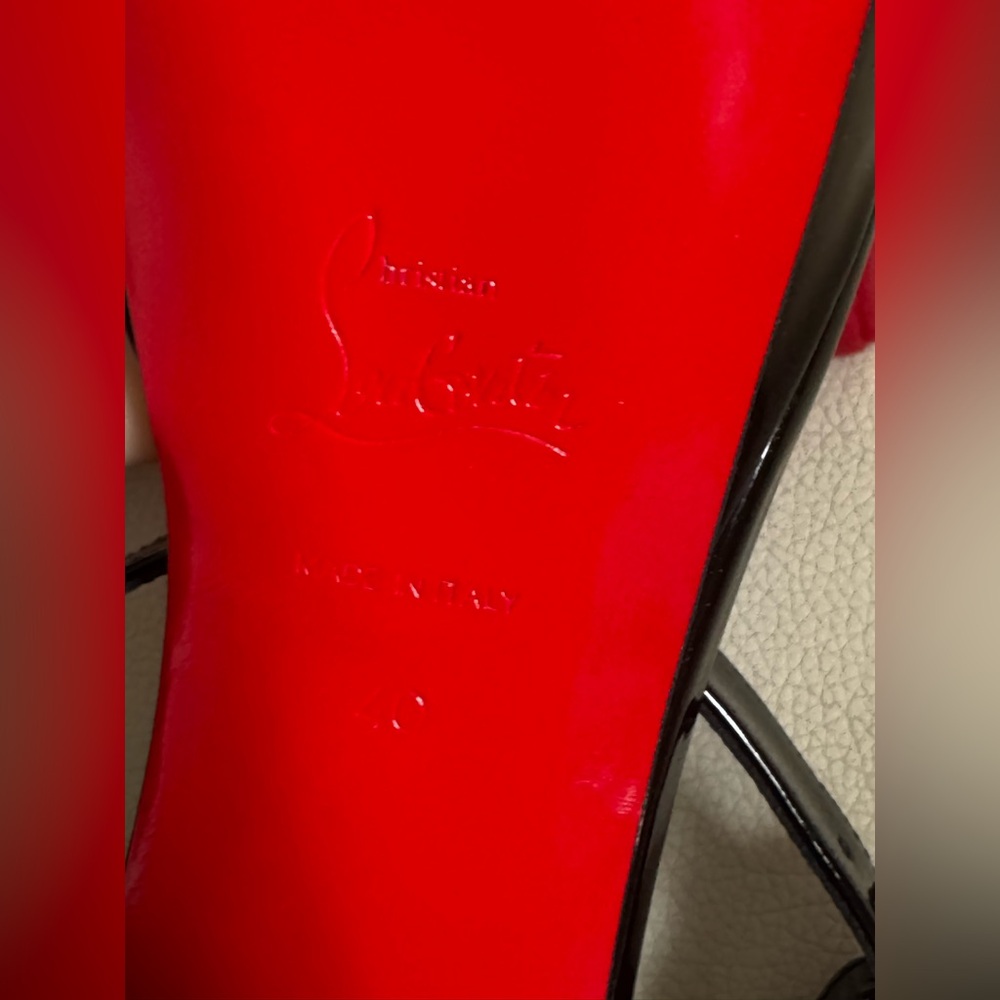 SOLD!Christian Louboutin Black Platform patent leather Heel Sandals - Picture 10 of 16